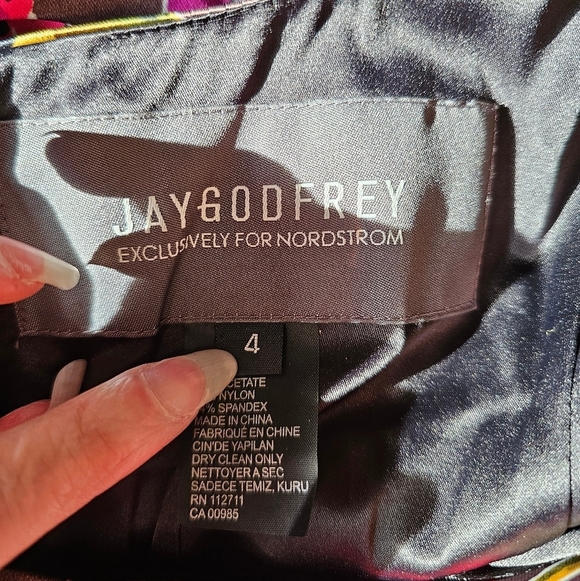 Jay Godfrey Laetitia Floral Print Ruched Satin Mini Dress, Red Pink Roses Size 4 - Picture 7 of 8